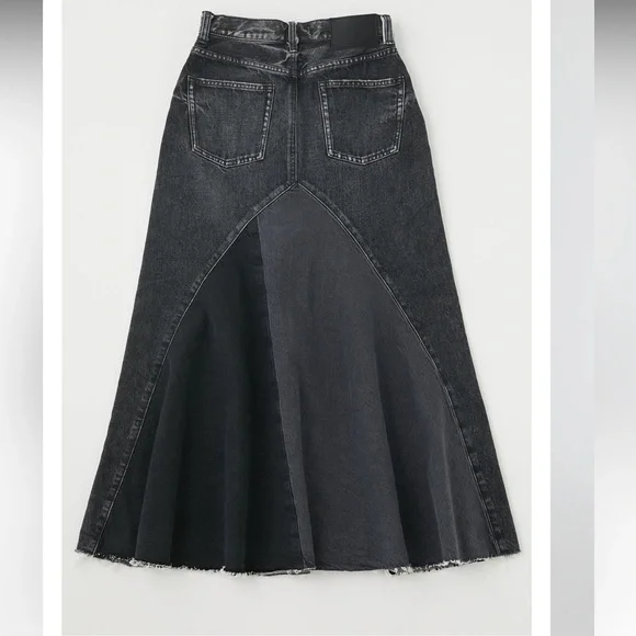 Moussy Vintage Vicksburg 100% Cotton Black Denim Frayed Hem Maxi Skirt NWT Sz 23 - Picture 5 of 13